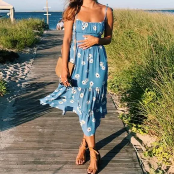 Reformation Sky Blue Daisy Midi Dress - Picture 4 of 16